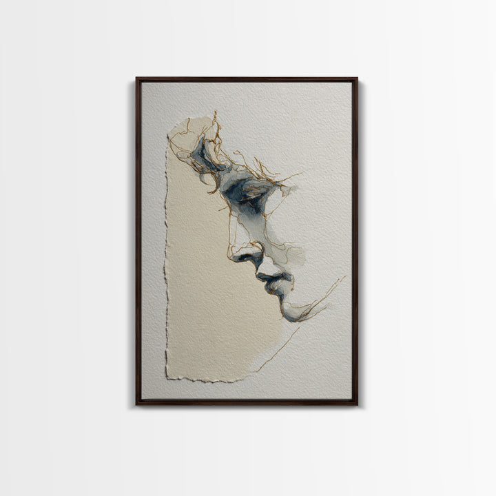Minimal Two Figure Line Drawing Canvas Print, Above Bed Art, Modern Decor, Bedroom Decor, Fine Art, Serenity, Digital Prints, ABA-2x3-40