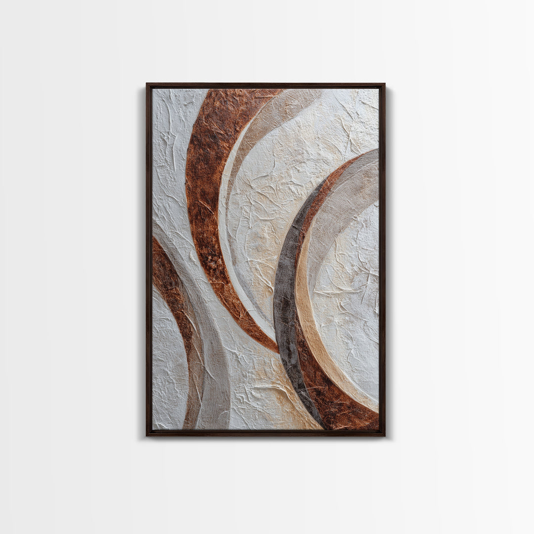 Warm Taupe Abstract Waves Framed Canvas Print, Above Bed Art, Wall Art, Bedroom Decor, Fine Art, Serenity, Digital Print, ABA-2x3-47