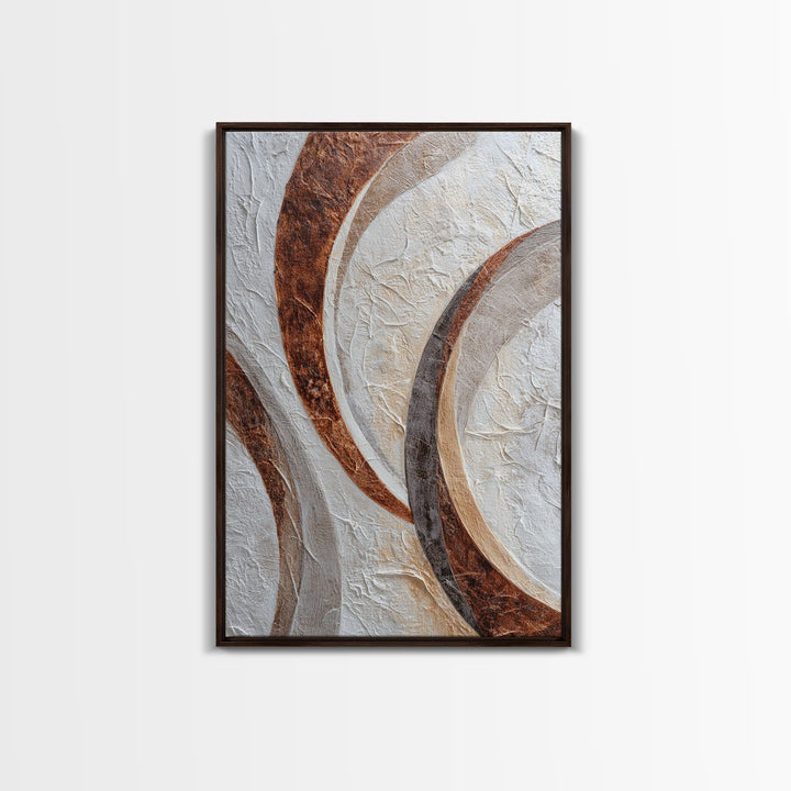 Warm Taupe Abstract Waves Framed Canvas Print, Above Bed Art, Wall Art, Bedroom Decor, Fine Art, Serenity, Digital Print, ABA-2x3-47
