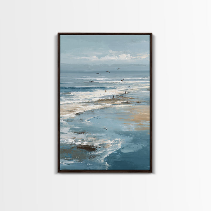 Serene Ocean Tide Seen from Above Canvas Print, Above Bed Art, Wall Decor, Bedroom Decor, Fine Art, Serenity, Apartment Decor, ABA-2x3-5