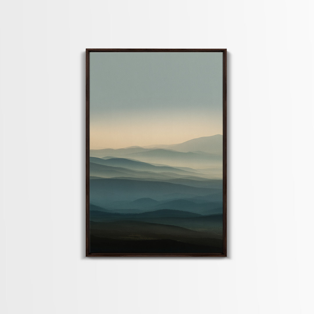 Soft Alpine Horizon Framed Canvas Print, Above Bed Art, Gallery Decor, Bedroom Decor, Fine Art, Serenity, Wall Art, Wall Decor, ABA-2x3-56