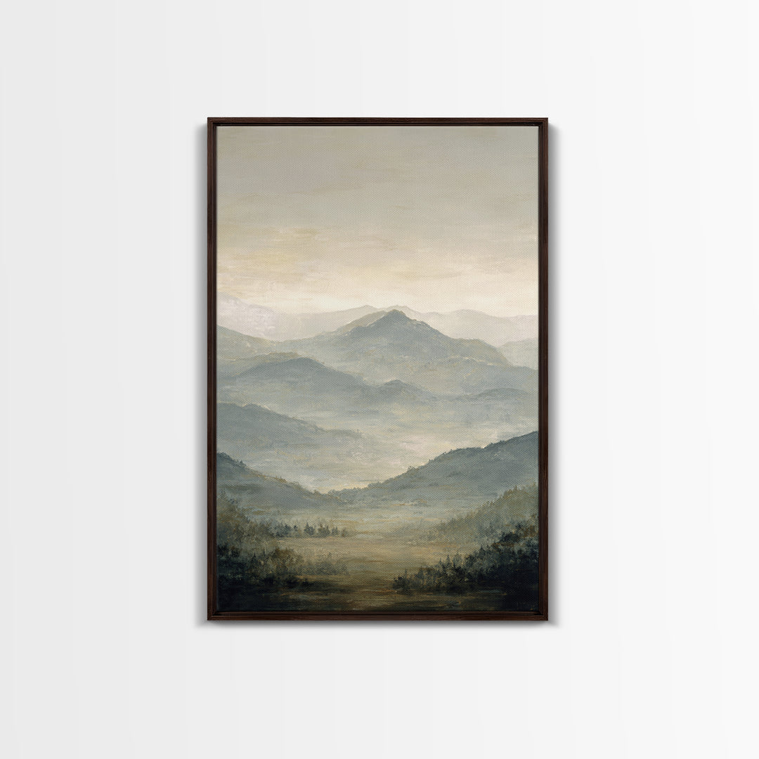 Panoramic Misty Mountain Landscape Canvas Print, Above Bed Art, Apartment Decor, Bedroom Decor, Serenity, Photography Prints, ABA-2x3-57