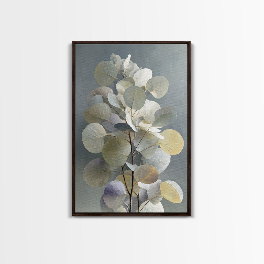 Soft Eucalyptus Branches Arranged Symmetrically Canvas Print, Above Bed Art, Mid Century Modern, Bedroom Decor, Serenity, ABA-2x3-62