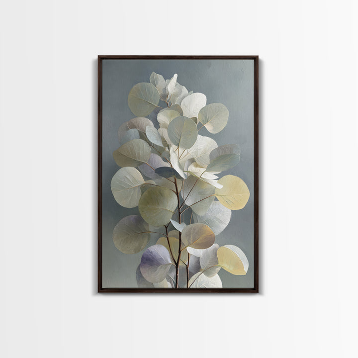 Soft Eucalyptus Branches Arranged Symmetrically Canvas Print, Above Bed Art, Mid Century Modern, Bedroom Decor, Serenity, ABA-2x3-62