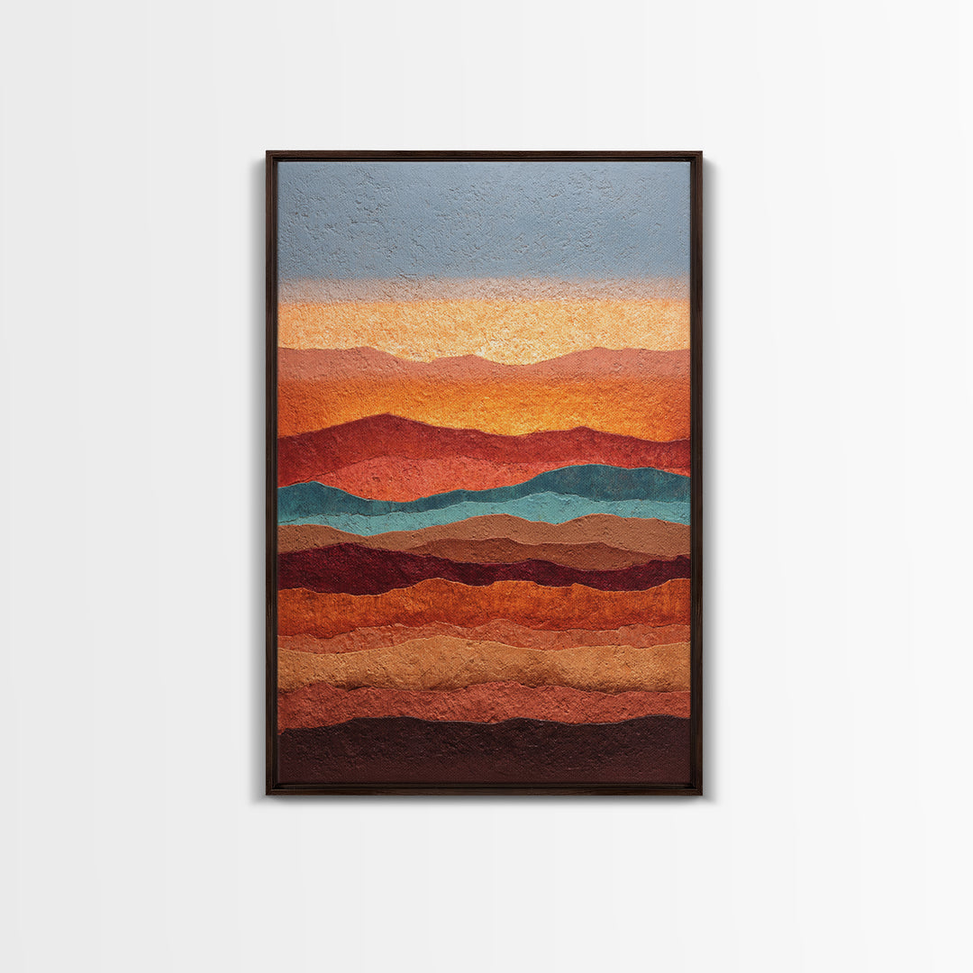 Dreamy Desert Sunset Framed Canvas Print, Above Bed Art, Printable Wall Art, Bedroom Decor, Watercolor Art, Serenity, ABA-2x3-63