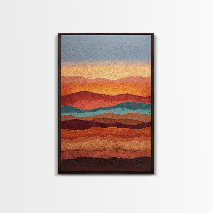 Dreamy Desert Sunset Framed Canvas Print, Above Bed Art, Printable Wall Art, Bedroom Decor, Watercolor Art, Serenity, ABA-2x3-63