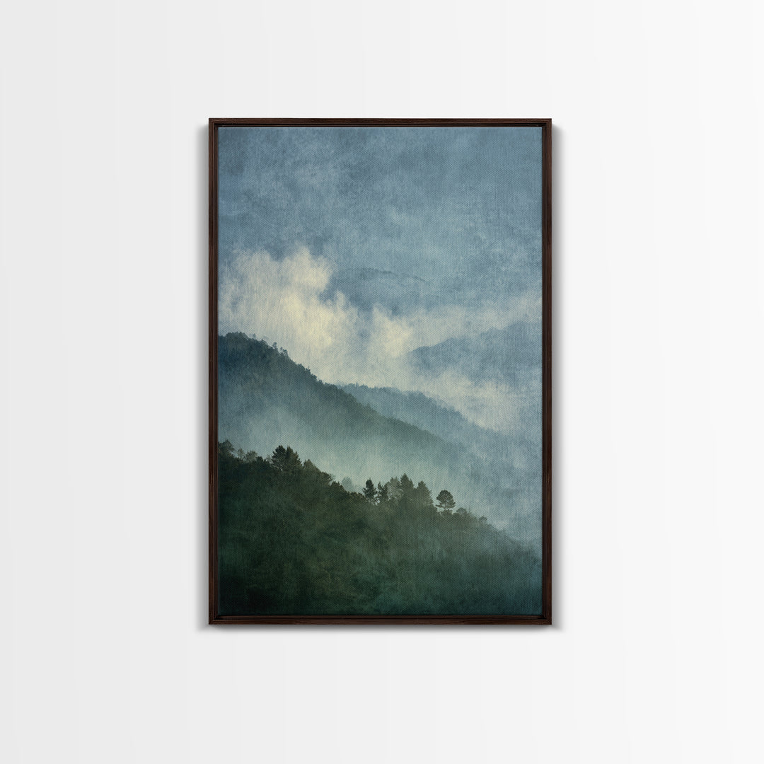 Soft Alpine Horizon Framed Canvas Print, Above Bed Art, Contemporary Art, Bedroom Decor, Fine Art, Serenity, Textured Wall Art, ABA-2x3-80