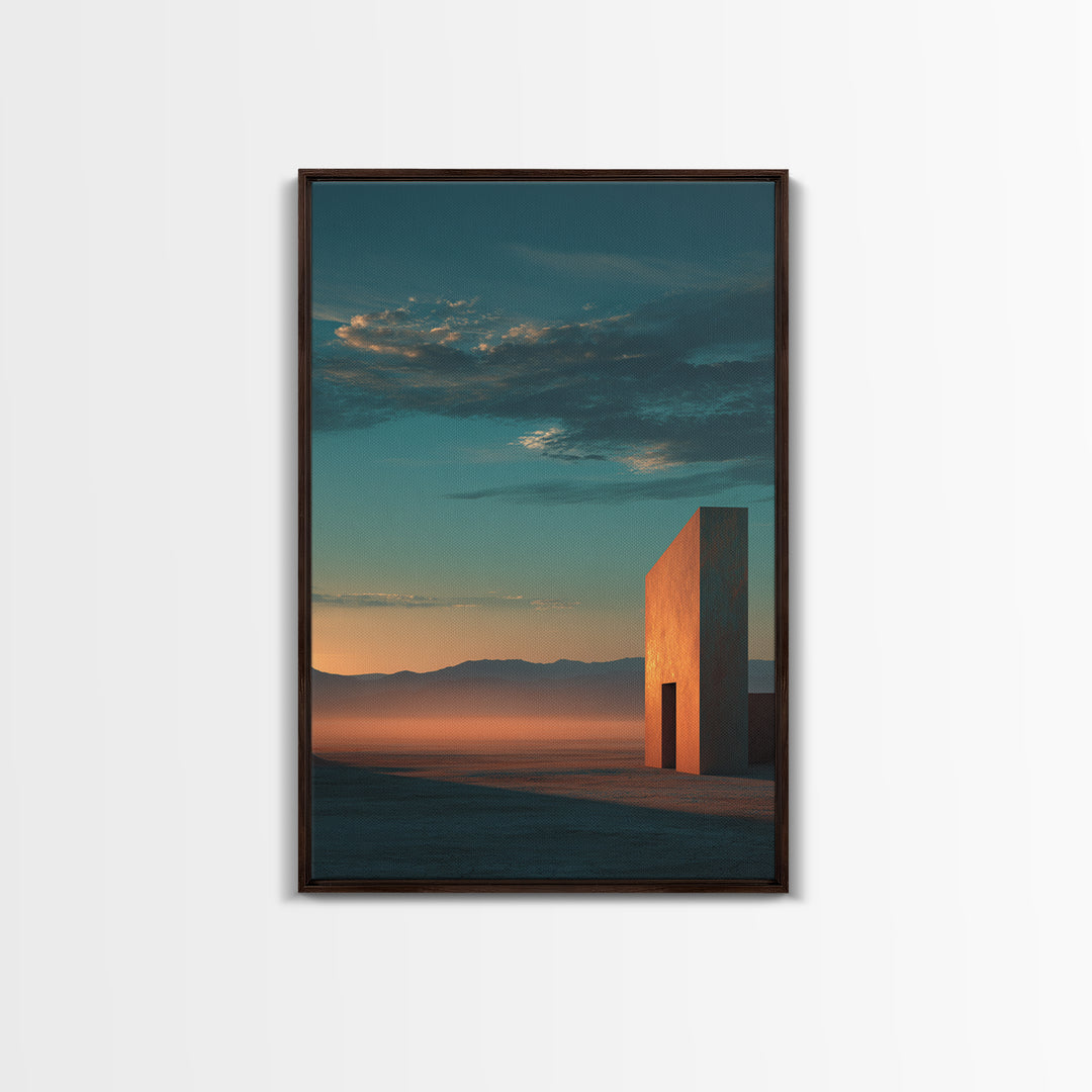 Dreamy Desert Sunset Framed Canvas Print, Above Bed Art, Living Room Decor, Bedroom Decor, Oil Painting, Serenity 487, ABA-2x3-87