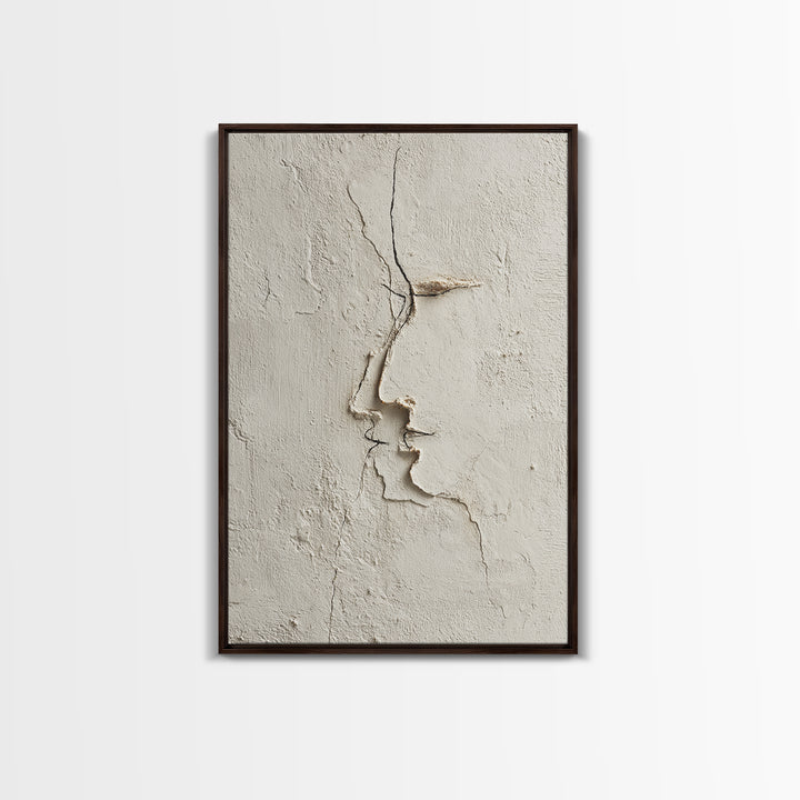 Minimal Two Figure Line Drawing Framed Canvas Print, Above Bed Art, Dorm Decor, Bedroom Decor, Serenity, Dopamine Decor, ABA-2x3-88