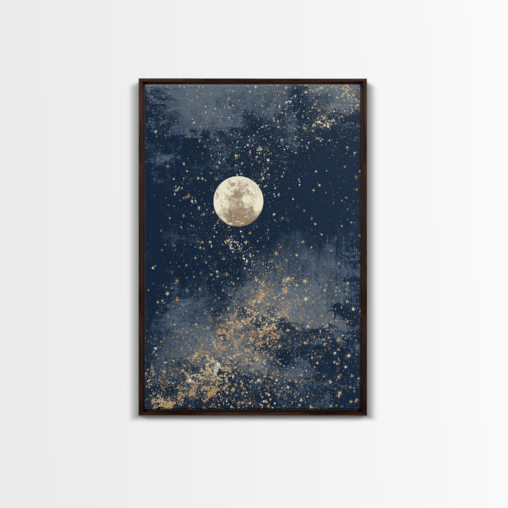 Subtle Celestial Scene Framed Canvas Print, Above Bed Art, Bedroom Decor, Fine Art, Serenity, Boho Decor, Western Decor, ABA-2x3-93