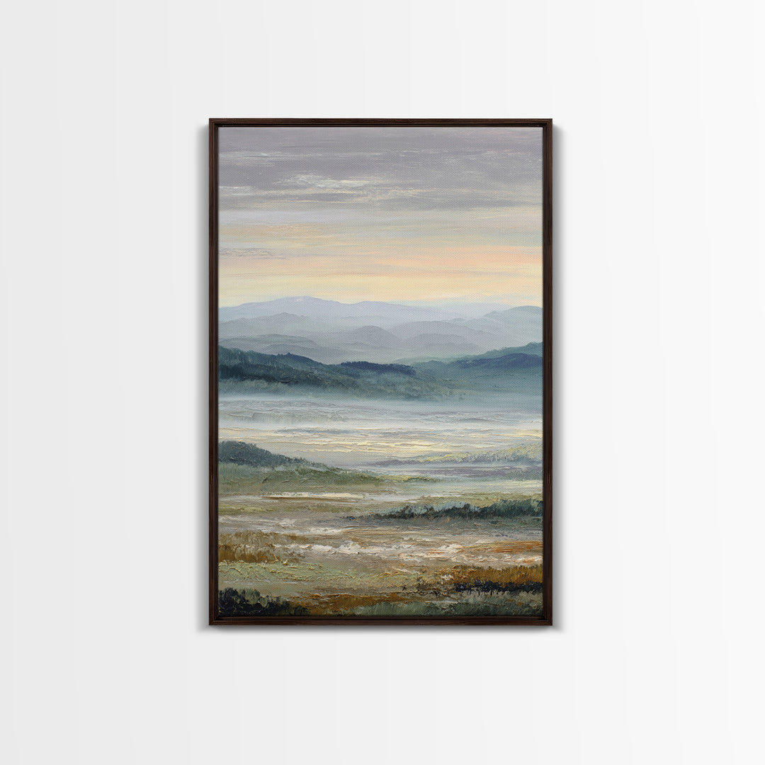 Soft Romantic Landscape Framed Canvas Print, Above Bed Art, Textured Wall Art, Bedroom Decor, Fine Art, Serenity, Western Decor, ABA-2x3-97