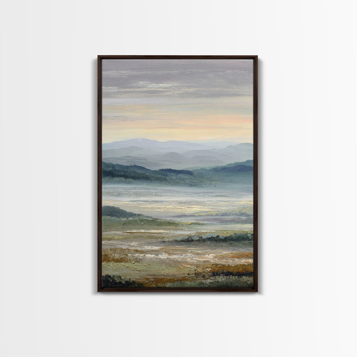 Soft Romantic Landscape Framed Canvas Print, Above Bed Art, Textured Wall Art, Bedroom Decor, Fine Art, Serenity, Western Decor, ABA-2x3-97