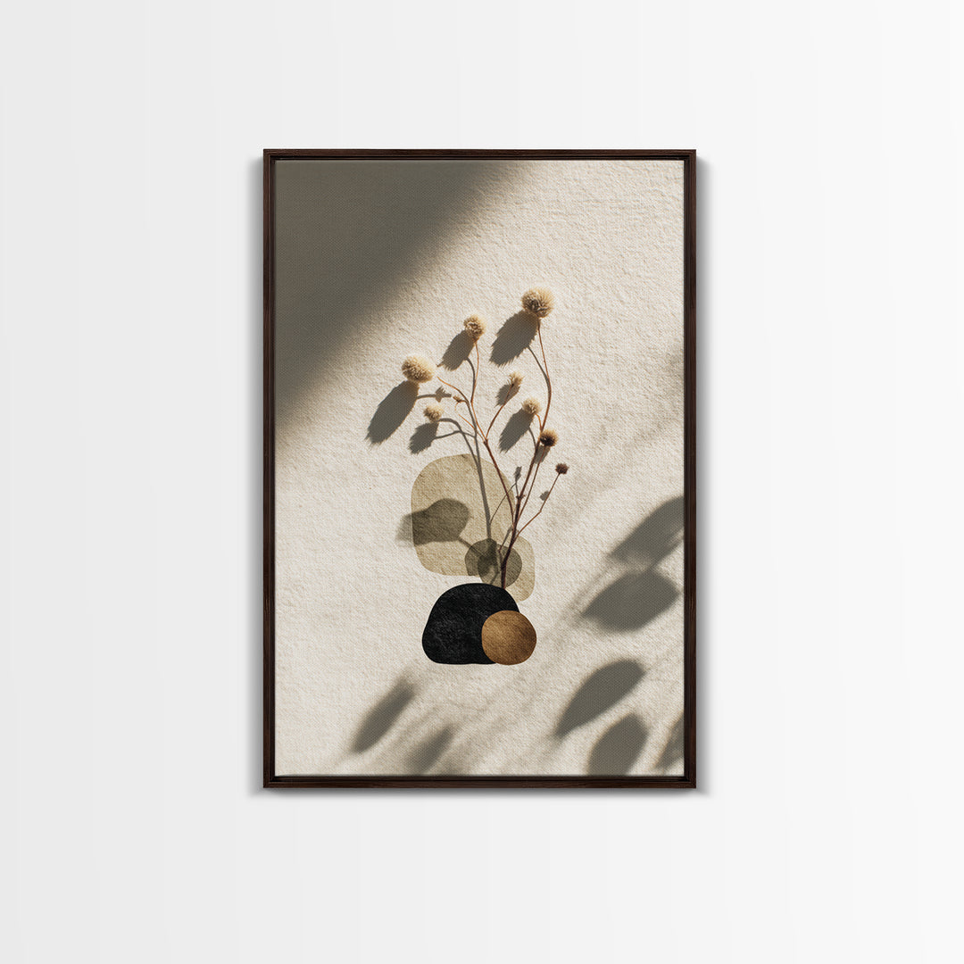Japandi Ink Shapes Framed Canvas Print, Above Bed Art, Digital Art, Bedroom Decor, Abstract Art, Serenity, Living Room Decor, ABA-2x3-98