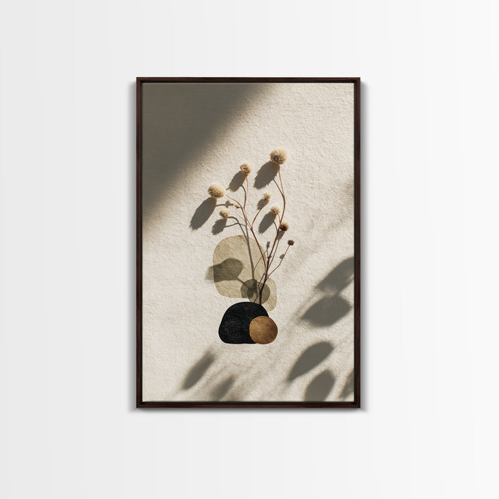 Japandi Ink Shapes Framed Canvas Print, Above Bed Art, Digital Art, Bedroom Decor, Abstract Art, Serenity, Living Room Decor, ABA-2x3-98