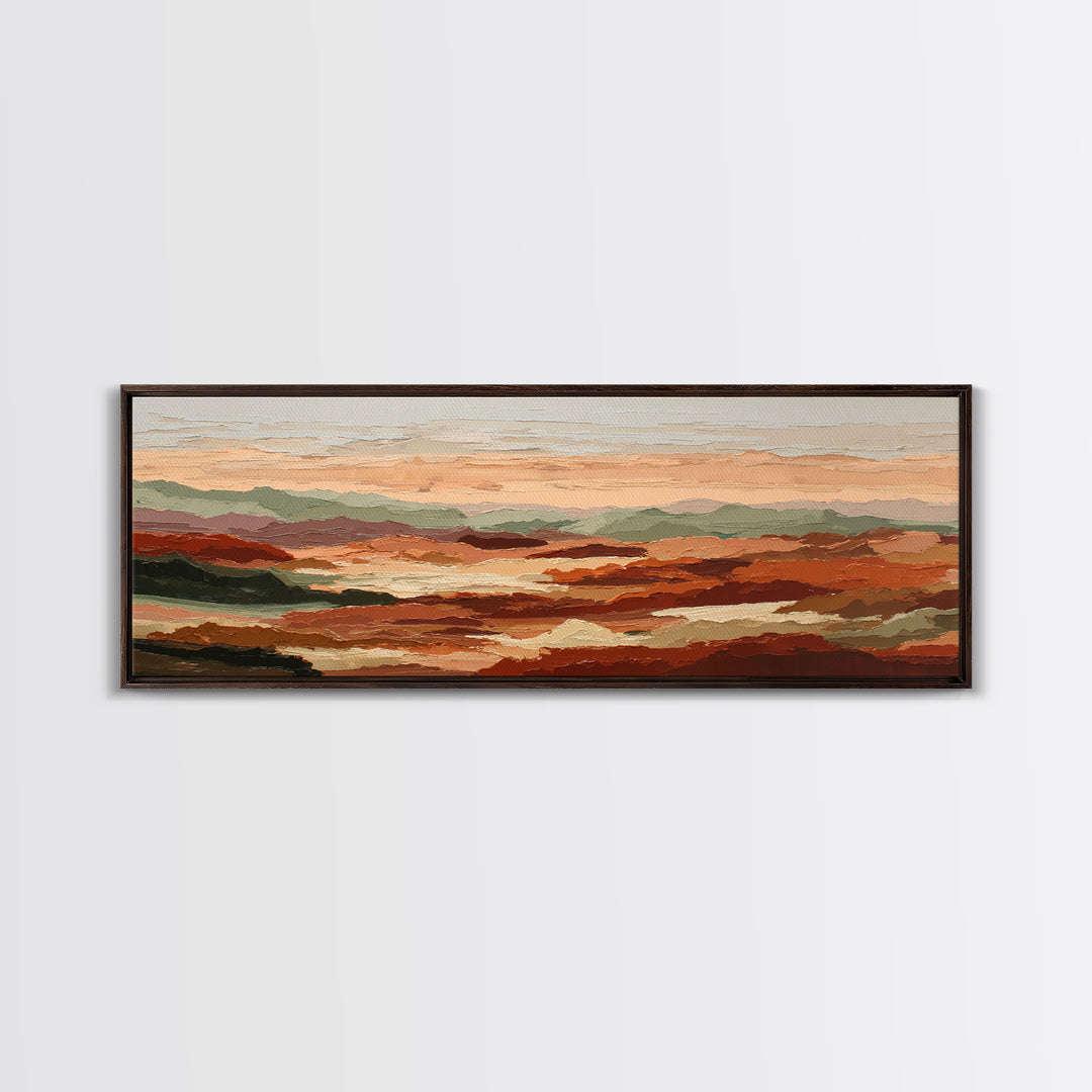 Dreamy Desert Sunset Framed Canvas Print, Above Bed Art, Statement Artwork, Bedroom Decor, Fine Art, Serenity, ABA-3x1-23