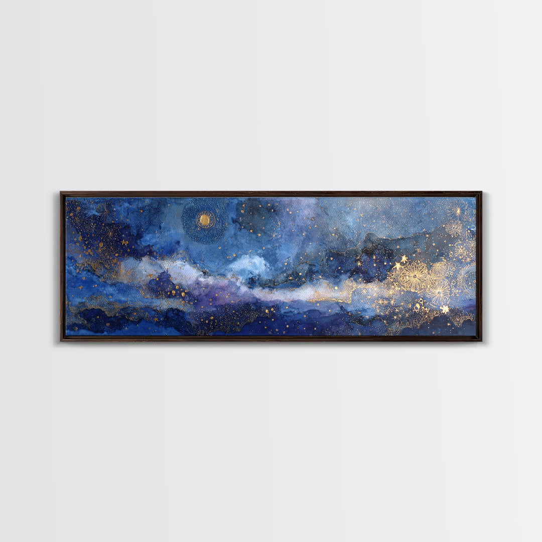 Subtle Celestial Scene Canvas Print, Above Bed Art, Printable Art, Bedroom Decor, Oil Painting, Serenity, Bedroom Wall Art, ABA-3x1-29