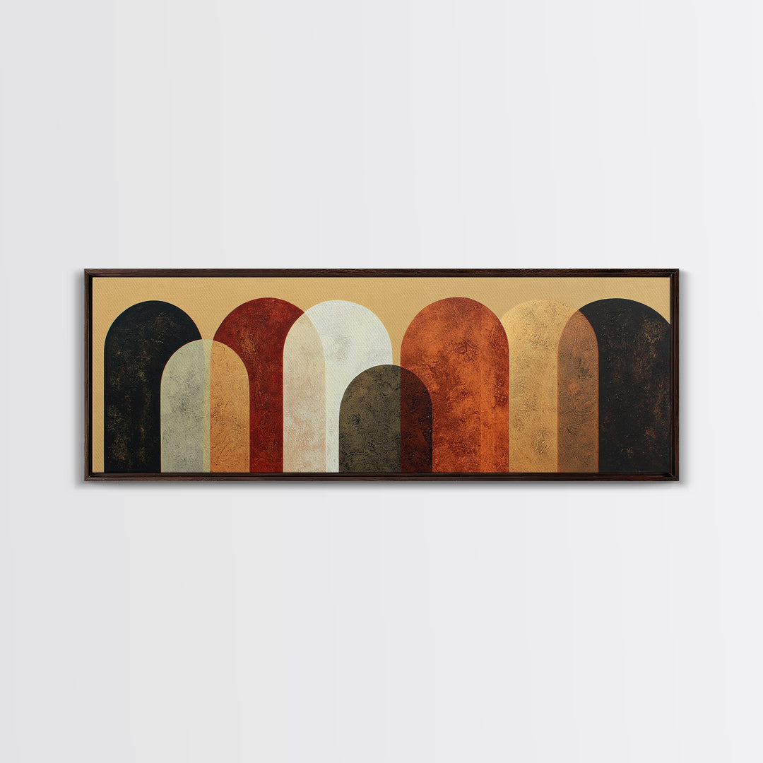 Neutral Abstract Arches Framed Canvas Print, Above Bed Art, Gallery Decor, Bedroom Decor, Abstract Art, Serenity, Wall Art, ABA-3x1-44