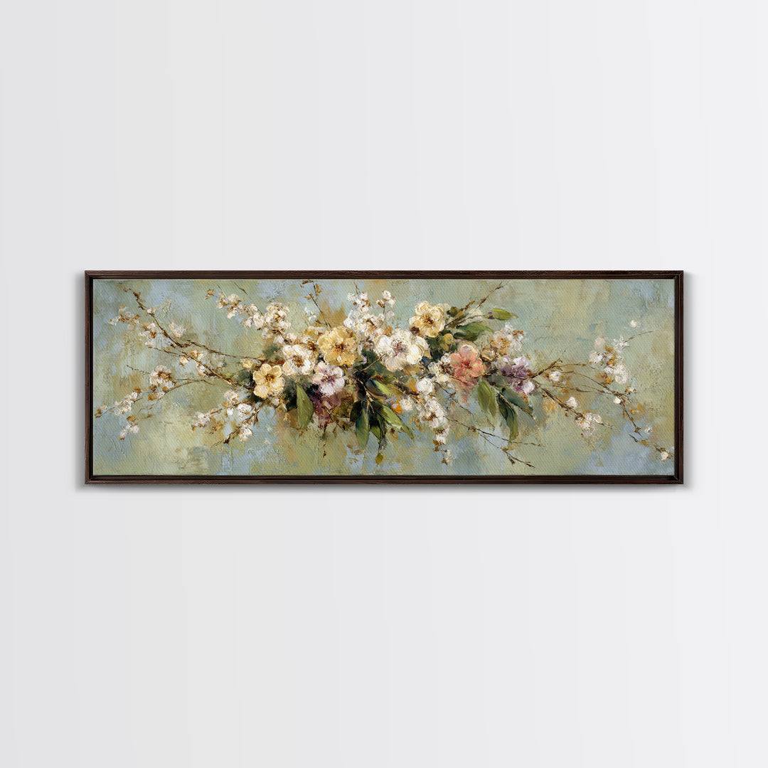 Soft Eucalyptus Branches Arranged Symmetrically Canvas Print, Above Bed Art, Living Room Decor, Bedroom Decor, Serenity, ABA-3x1-46