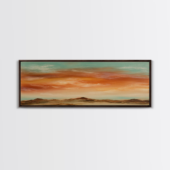 Dreamy Desert Sunset Framed Canvas Print, Above Bed Art, Digital Art, Bedroom Decor, Fine Art, Serenity, Living Room Decor, ABA-3x1-47