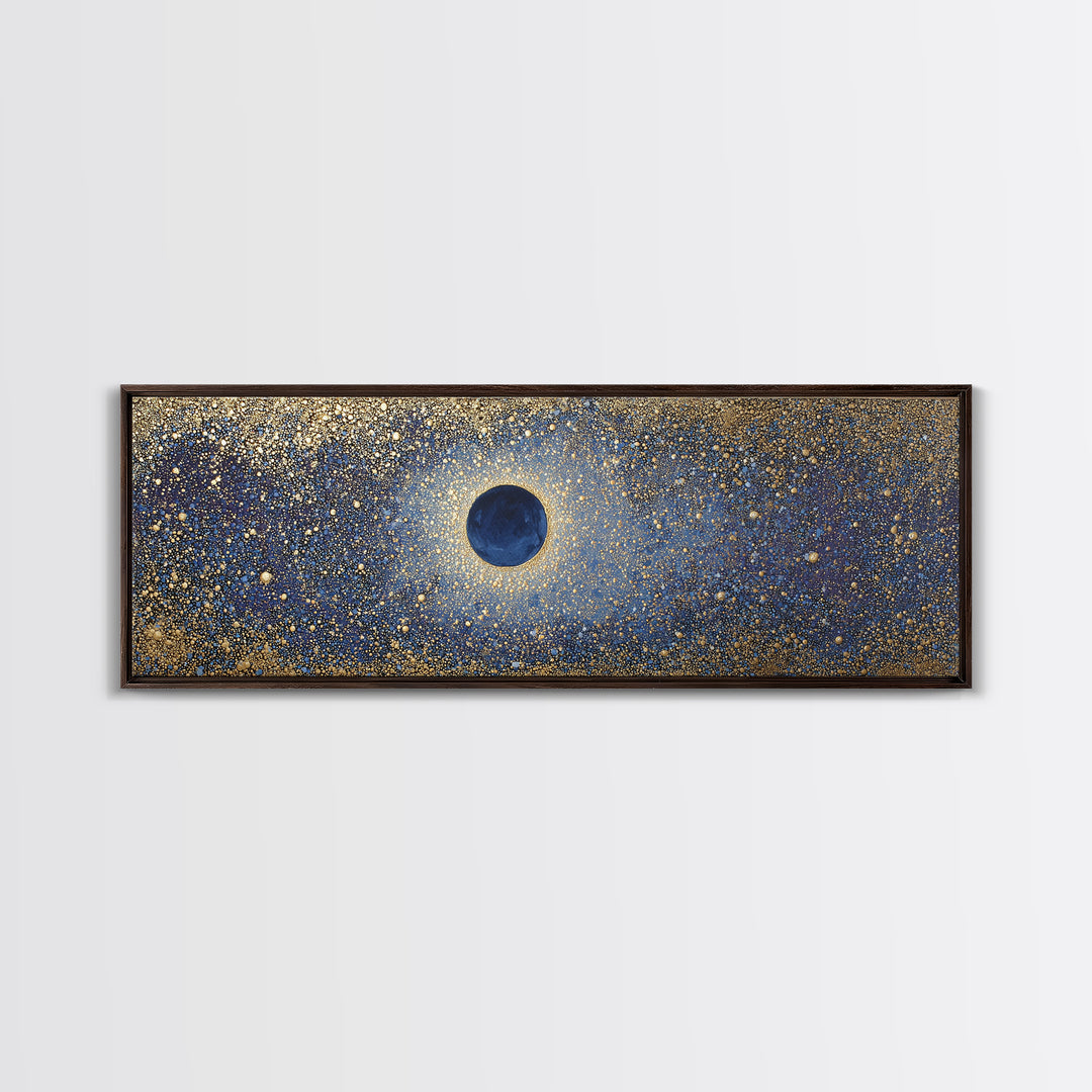 Subtle Celestial Scene Framed Canvas Print, Above Bed Art, Japanese Wall Art, Bedroom Decor, Fine Art, Serenity, Neutral Decor, ABA-3x1-53