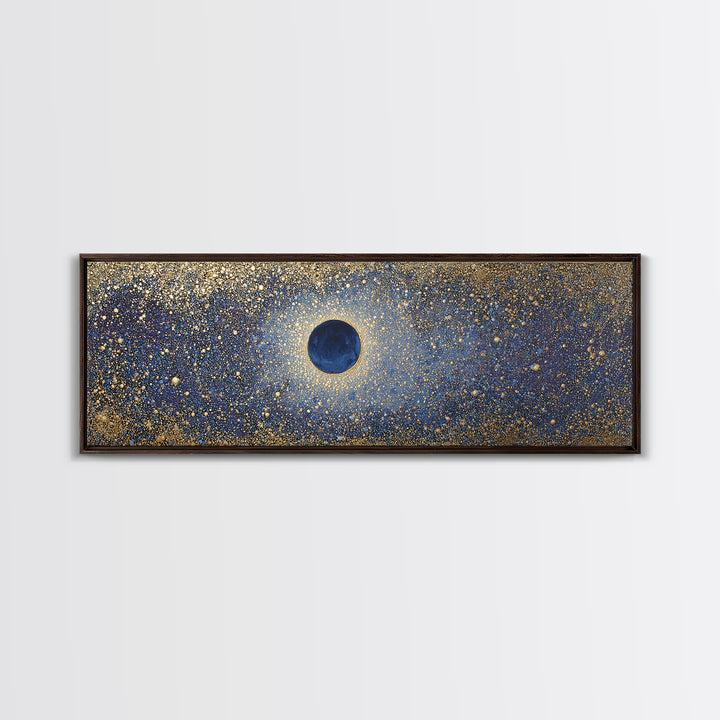 Subtle Celestial Scene Framed Canvas Print, Above Bed Art, Japanese Wall Art, Bedroom Decor, Fine Art, Serenity, Neutral Decor, ABA-3x1-53