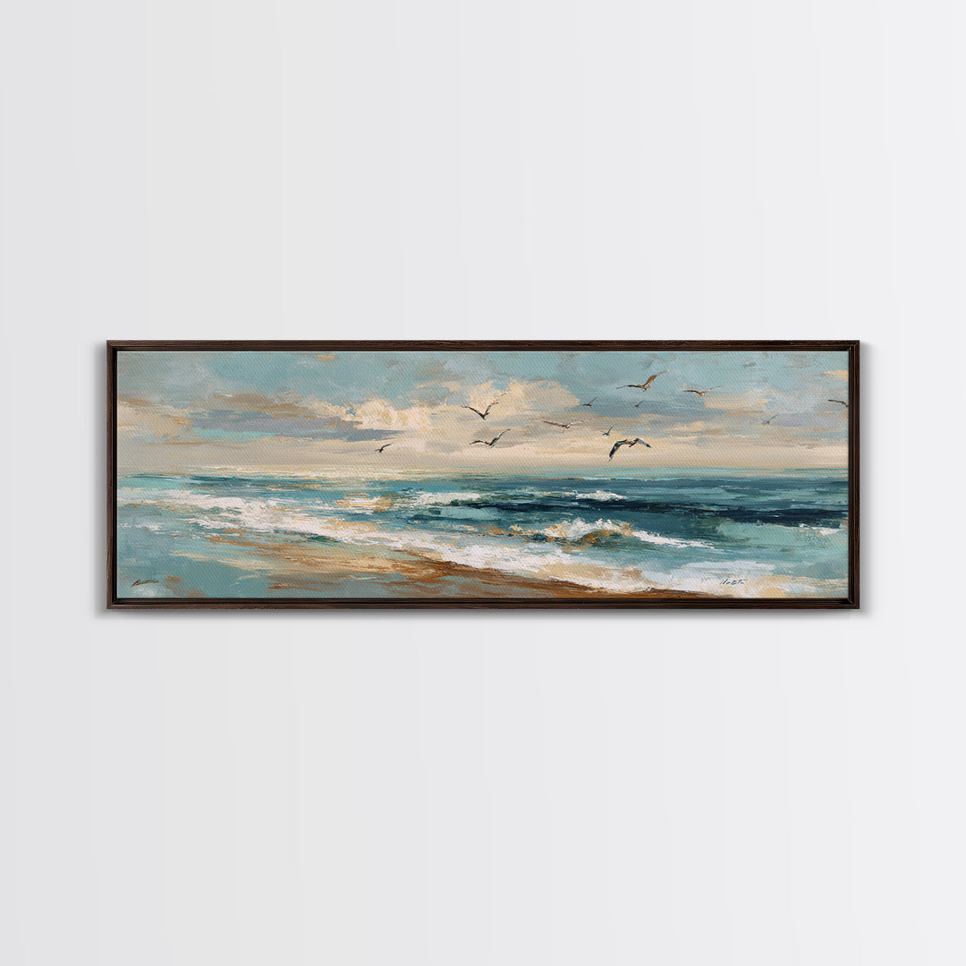 Serene Ocean Tide Seen from Above Canvas Print, Above Bed Art, Boho Wall Decor, Bedroom Decor, Serenity, Fine Art Print, ABA-3x1-61