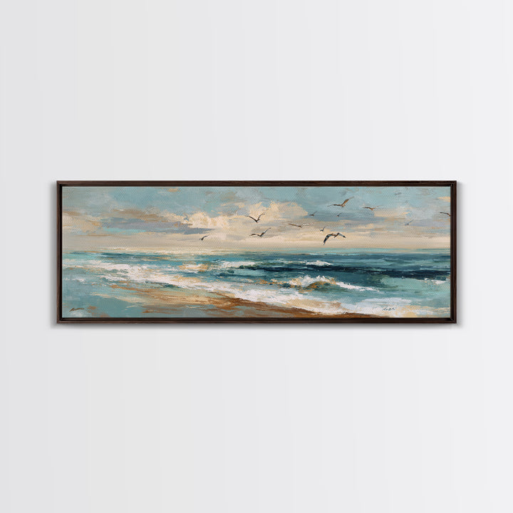 Serene Ocean Tide Seen from Above Canvas Print, Above Bed Art, Boho Wall Decor, Bedroom Decor, Serenity, Fine Art Print, ABA-3x1-61