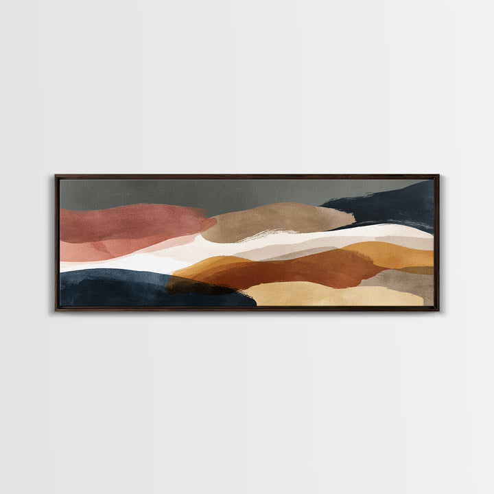 Warm Taupe Abstract Waves Framed Canvas Print, Above Bed Art, Gallery Decor, Bedroom Decor, Abstract Art, Serenity, Wall Art, ABA-3x1-7