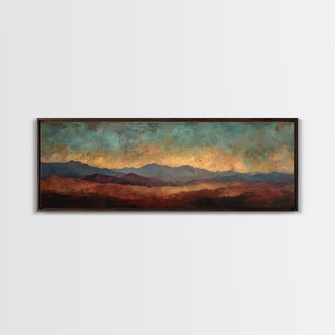 Dreamy Desert Sunset Canvas Print, Above Bed Art, Original Art, Bedroom Decor, Oil Painting, Serenity, Sage Green Wall Art, ABA-3x1-71