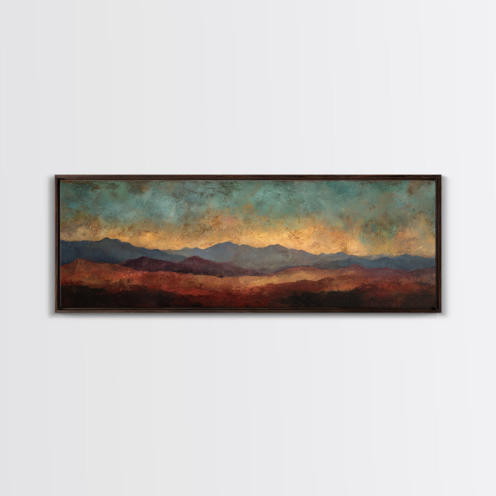 Dreamy Desert Sunset Canvas Print, Above Bed Art, Original Art, Bedroom Decor, Oil Painting, Serenity, Sage Green Wall Art, ABA-3x1-71