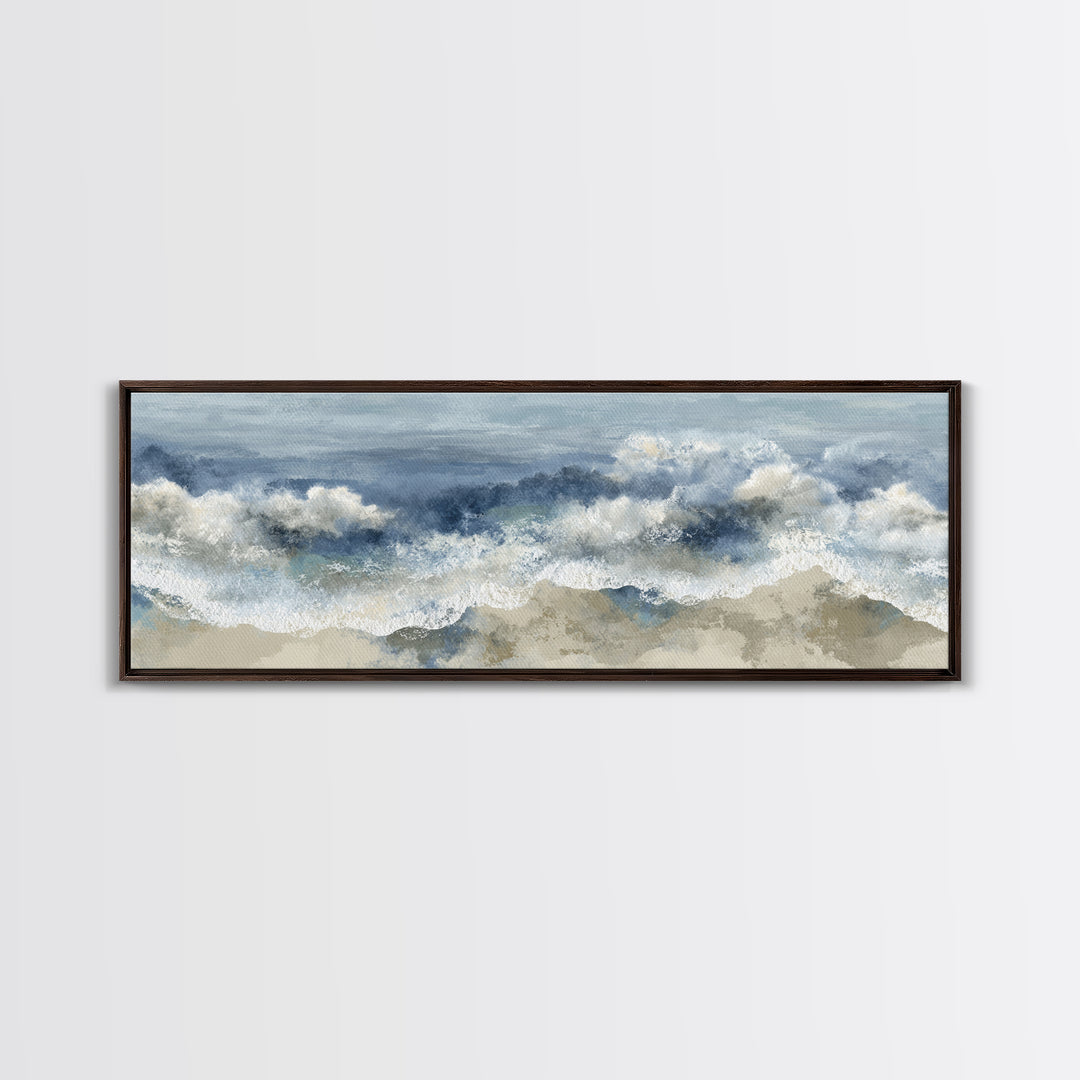 Serene Ocean Tide Seen from Above Canvas Print, Above Bed Art, Boho Wall Decor, Bedroom Decor, Serenity, Fine Art Print, ABA-3x1-85