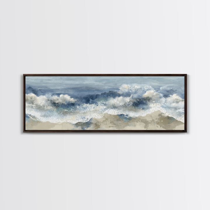 Serene Ocean Tide Seen from Above Canvas Print, Above Bed Art, Boho Wall Decor, Bedroom Decor, Serenity, Fine Art Print, ABA-3x1-85