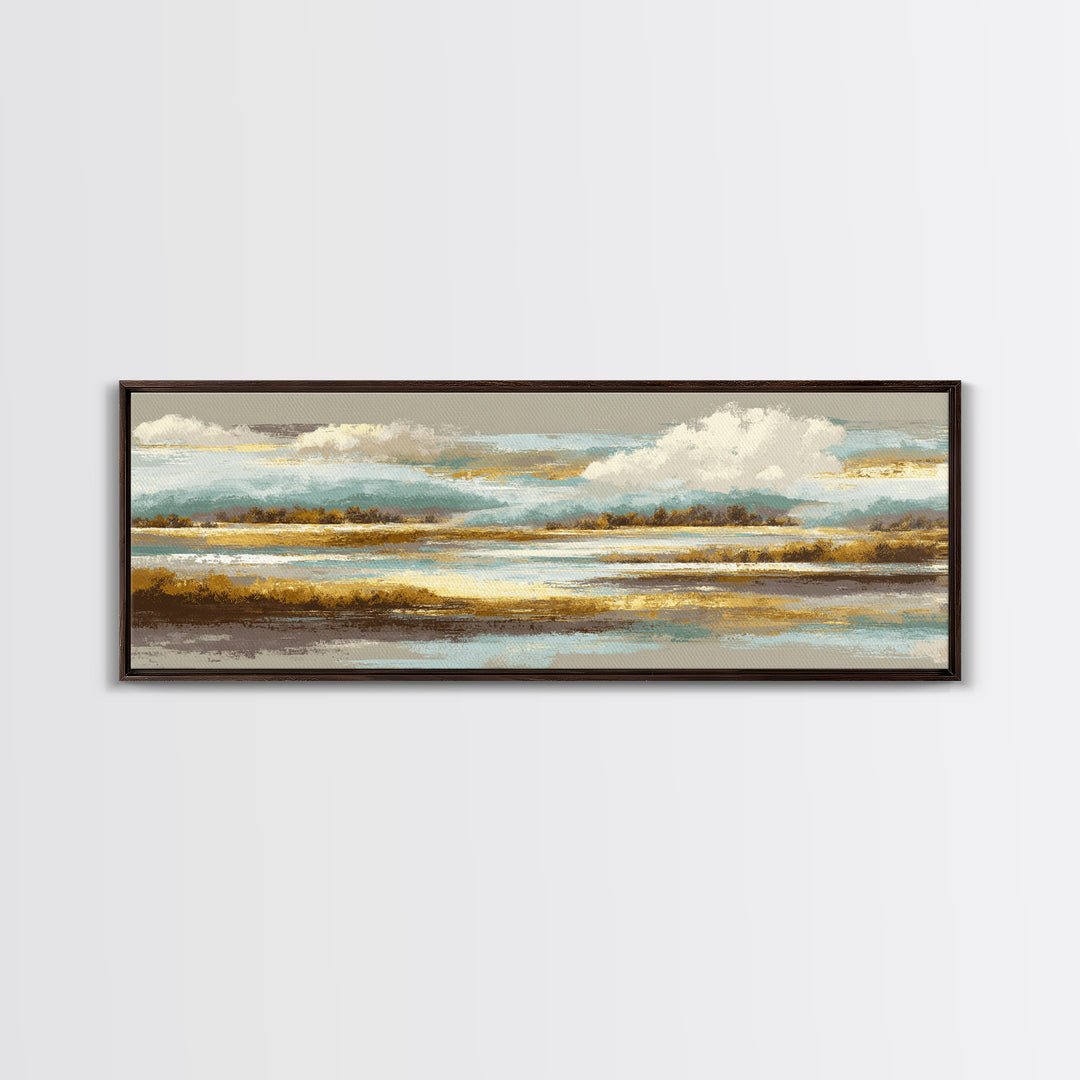 Soft Alpine Horizon Canvas Print, Above Bed Art, Minimalist Decor, Bedroom Decor, Fine Art, Serenity, Textured Wall Art, ABA-3x1-88