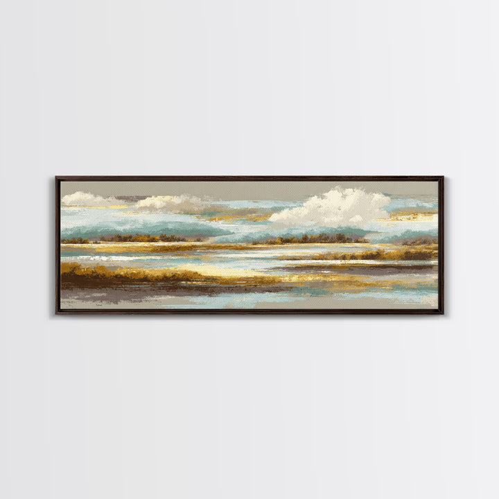 Soft Alpine Horizon Canvas Print, Above Bed Art, Minimalist Decor, Bedroom Decor, Fine Art, Serenity, Textured Wall Art, ABA-3x1-88