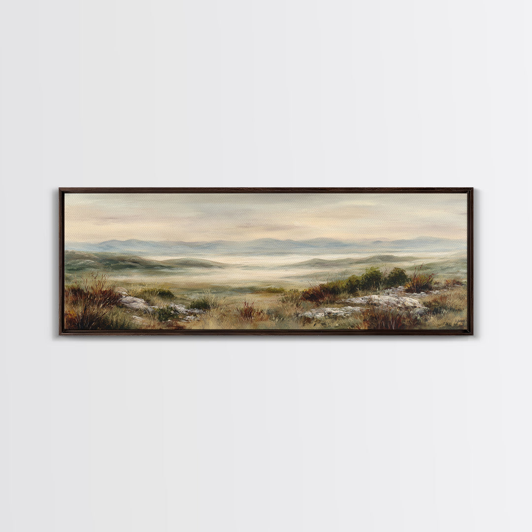Soft Romantic Landscape Framed Canvas Print, Above Bed Art, Canvas Wall Art, Bedroom Decor, Fine Art, Serenity, Boho Wall Decor, ABA-3x1-9
