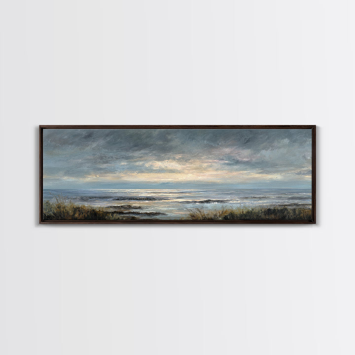 Tranquil Cloudscape with Blush Undertones Canvas Print, Above Bed Art, Above Bed Decor, Bedroom Decor, Fine Art, Serenity, ABA-3x1-93