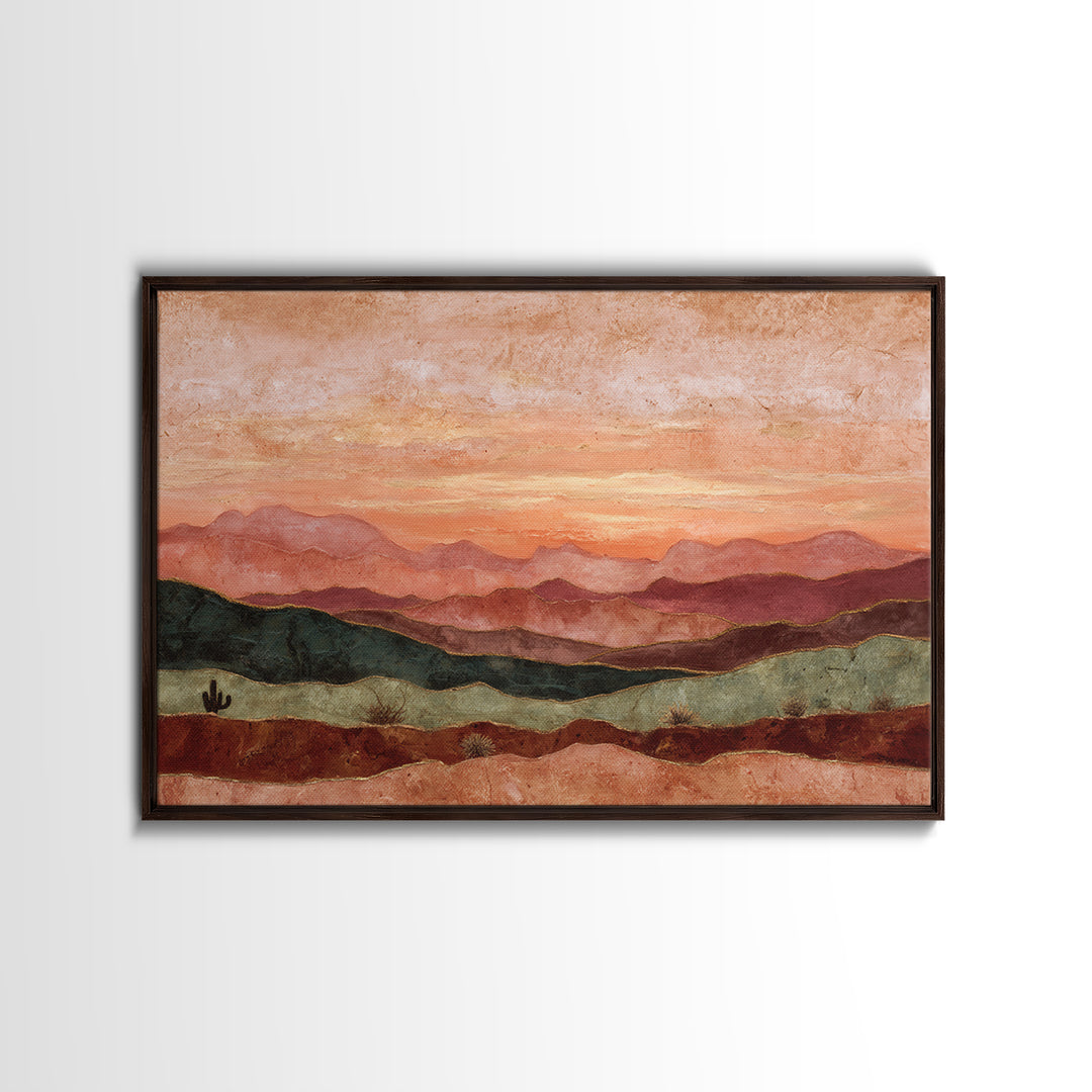 Dreamy Desert Sunset Canvas Print, Above Bed Art, Sage Green Wall Art, Bedroom Decor, Fine Art, Serenity, Modern Decor, ABA-3x2-11