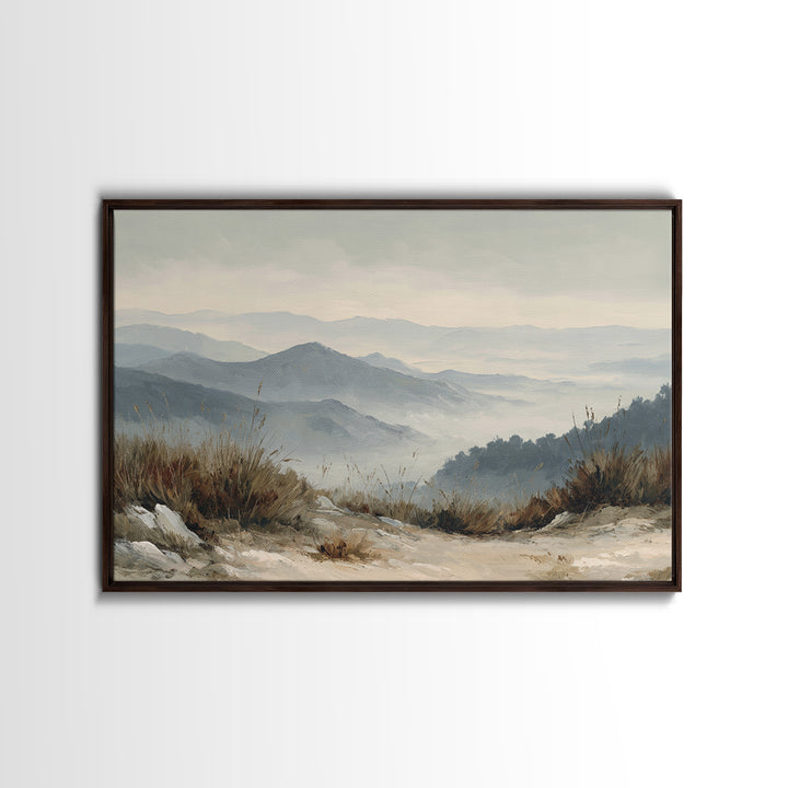 Panoramic Misty Mountain Landscape Canvas Print, Above Bed Art, Living Room Wall Art, Bedroom Decor, Fine Art, Serenity, ABA-3x2-29