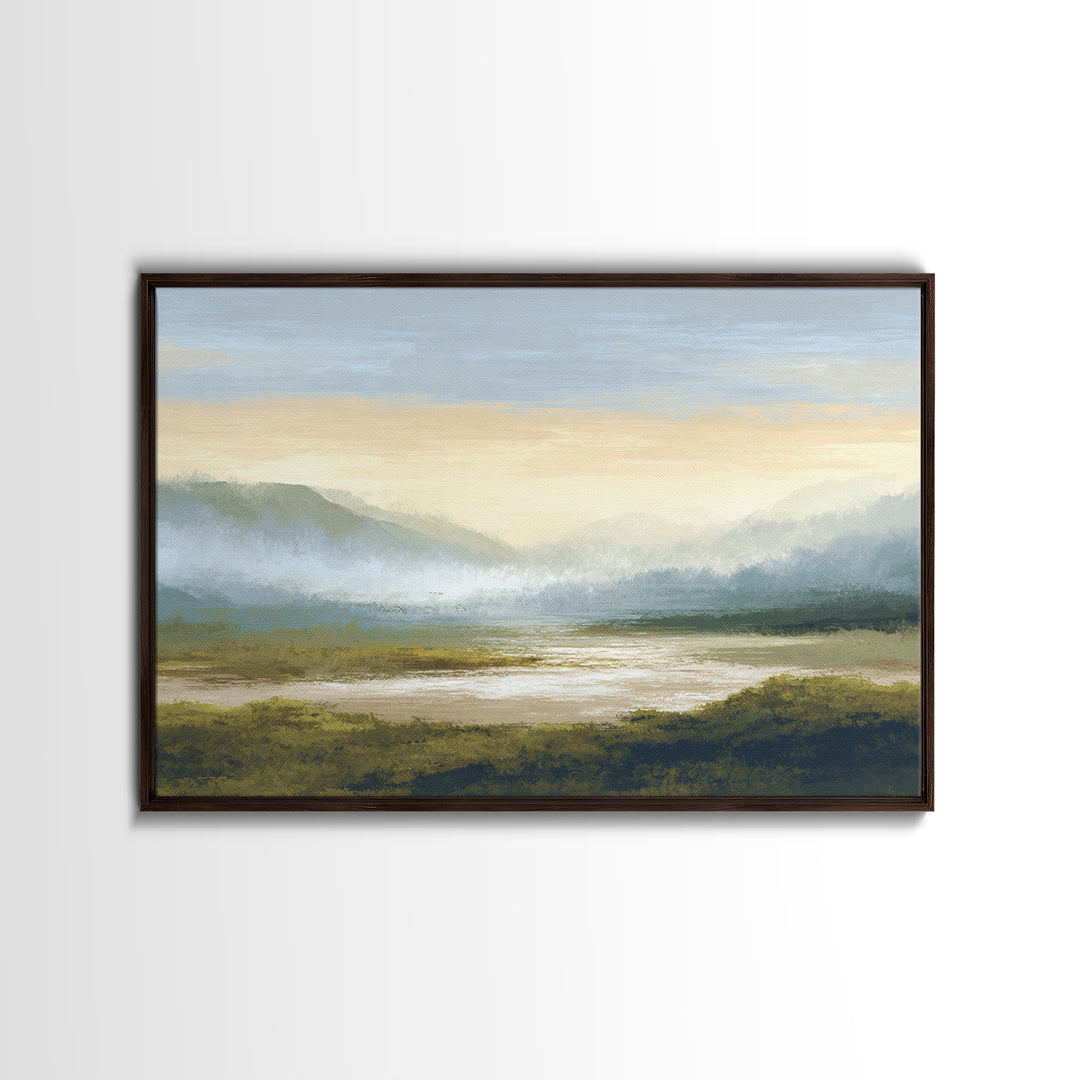 Soft Alpine Horizon Canvas Print, Above Bed Art, Wall Art Prints, Bedroom Decor, Serenity, Boho Wall Art, Horizontal Wall Art, ABA-3x2-4