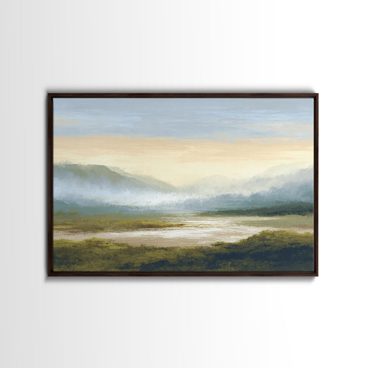 Soft Alpine Horizon Canvas Print, Above Bed Art, Wall Art Prints, Bedroom Decor, Serenity, Boho Wall Art, Horizontal Wall Art, ABA-3x2-4