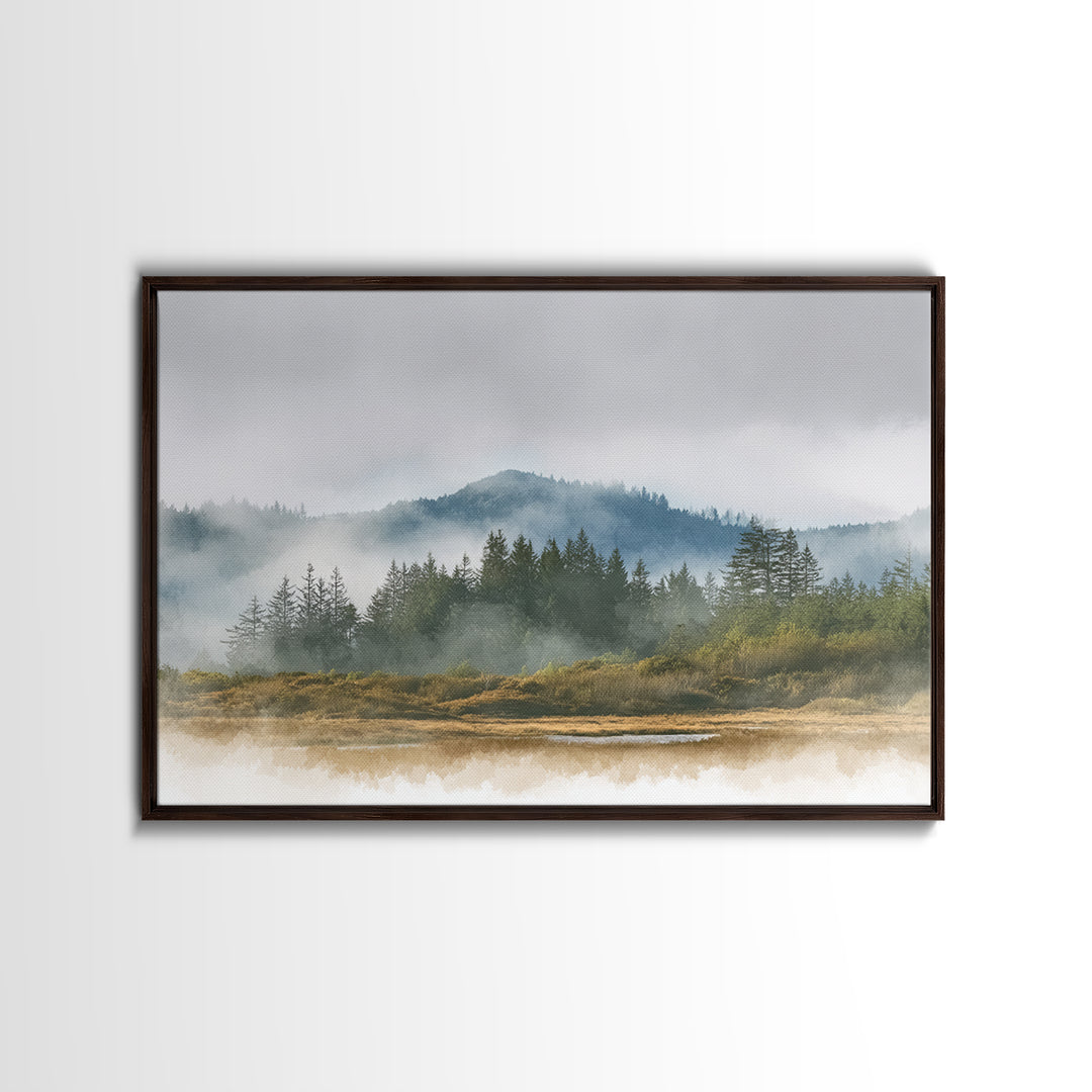 Quiet Forest Ridge Softened by Fog Canvas Print, Above Bed Art, Apartment Decor, Bedroom Decor, Serenity, Photography Prints, ABA-3x2-42