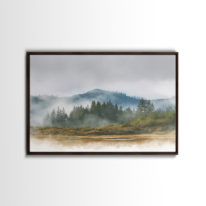 Quiet Forest Ridge Softened by Fog Canvas Print, Above Bed Art, Apartment Decor, Bedroom Decor, Serenity, Photography Prints, ABA-3x2-42