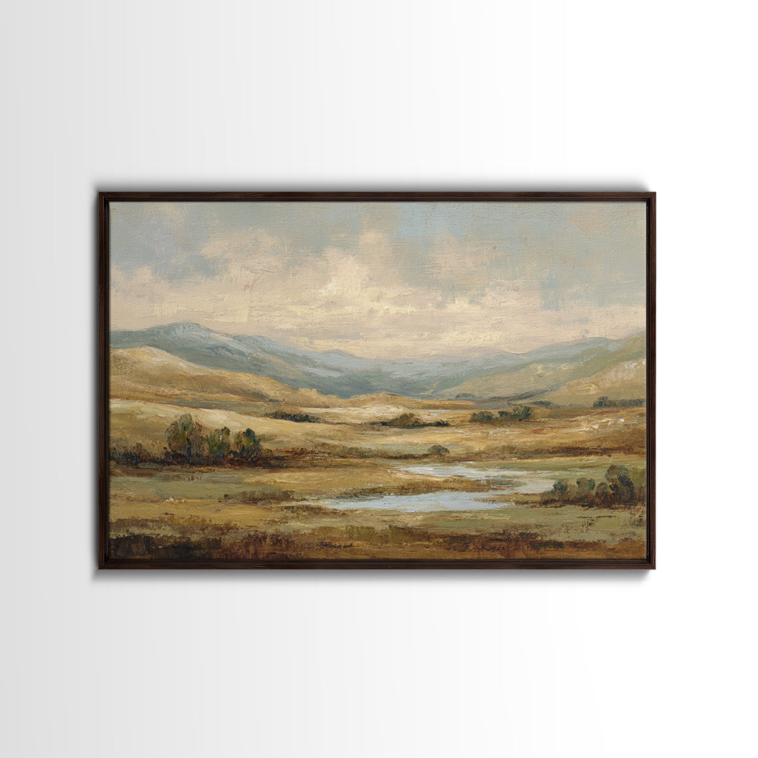 Soft Romantic Landscape Framed Canvas Print, Above Bed Art, Boho Decor, Bedroom Decor, Fine Art, Serenity, Statement Artwork, ABA-3x2-45