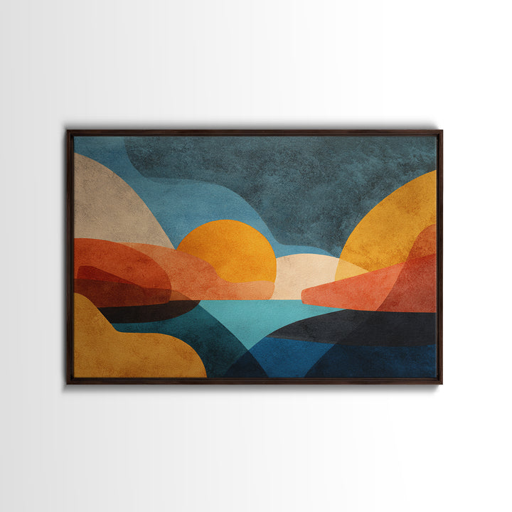 Abstract Sunrise Geometry Canvas Print, Above Bed Art, Sage Green Wall Art, Bedroom Decor, Fine Art, Serenity, Modern Decor, ABA-3x2-48