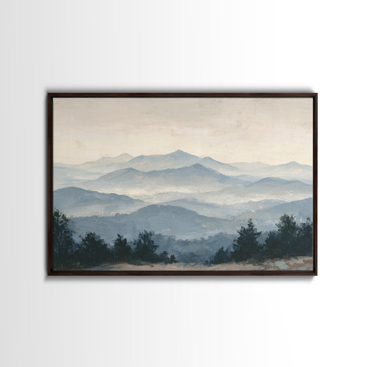 Panoramic Misty Mountain Landscape Canvas Print, Above Bed Art, Living Room Wall Art, Bedroom Decor, Fine Art, Serenity, ABA-3x2-53