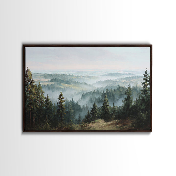 Quiet Forest Ridge Softened by Fog Canvas Print, Above Bed Art, Apartment Decor, Bedroom Decor, Serenity, Photography Prints, ABA-3x2-66