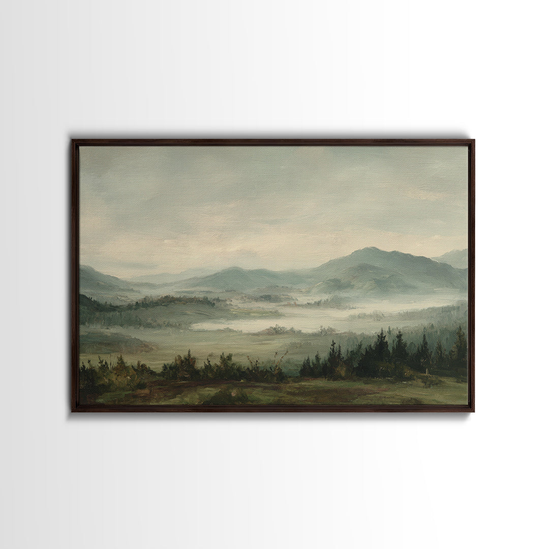 Soft Romantic Landscape Framed Canvas Print, Above Bed Art, Boho Decor, Bedroom Decor, Fine Art, Serenity, Statement Artwork, ABA-3x2-69