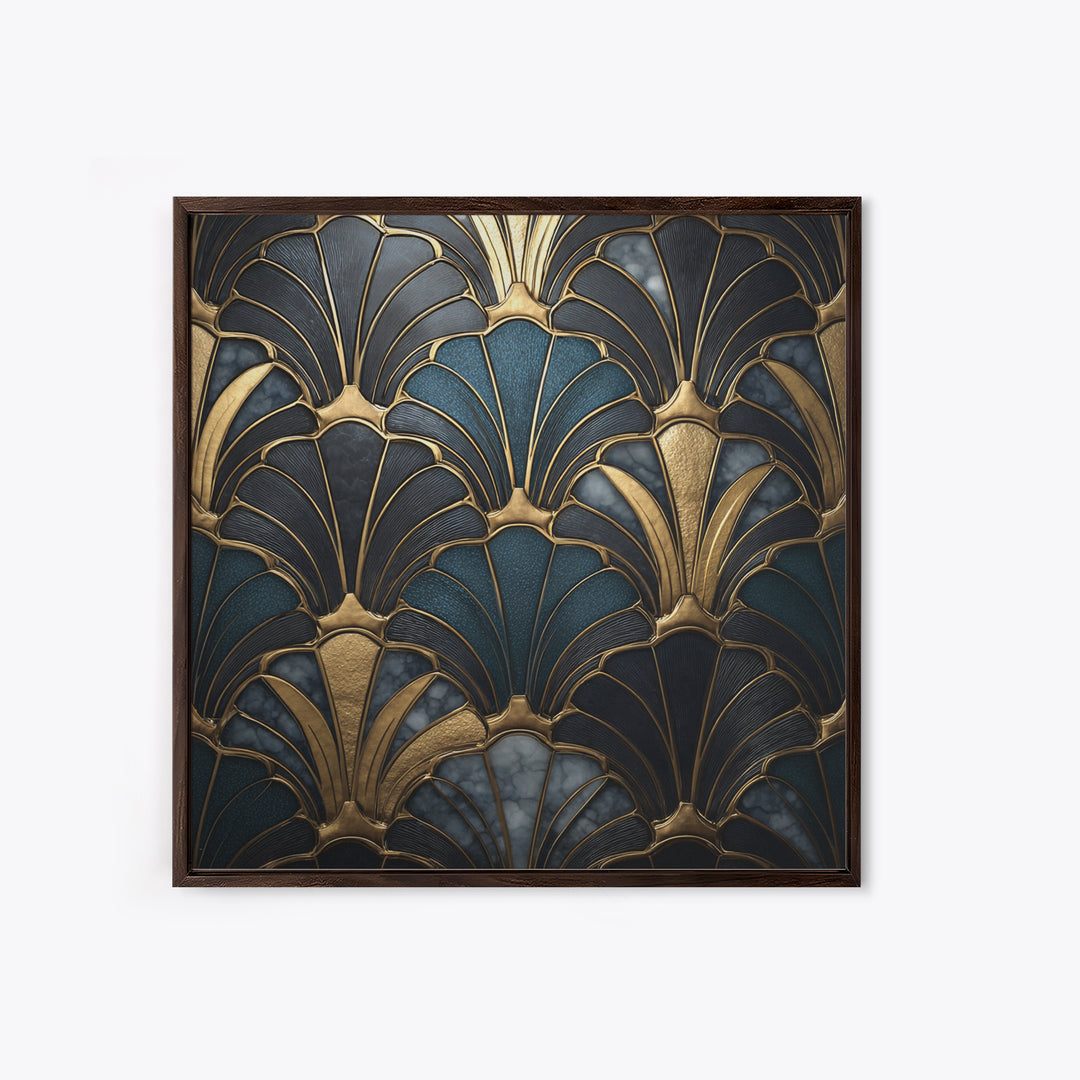 Fan Shaped Shell Motif Canvas Print, Art Deco Art, Decor, Living Room Decor, Abstract Art, Glamour, Apartment Decor, ADA-1x1-20