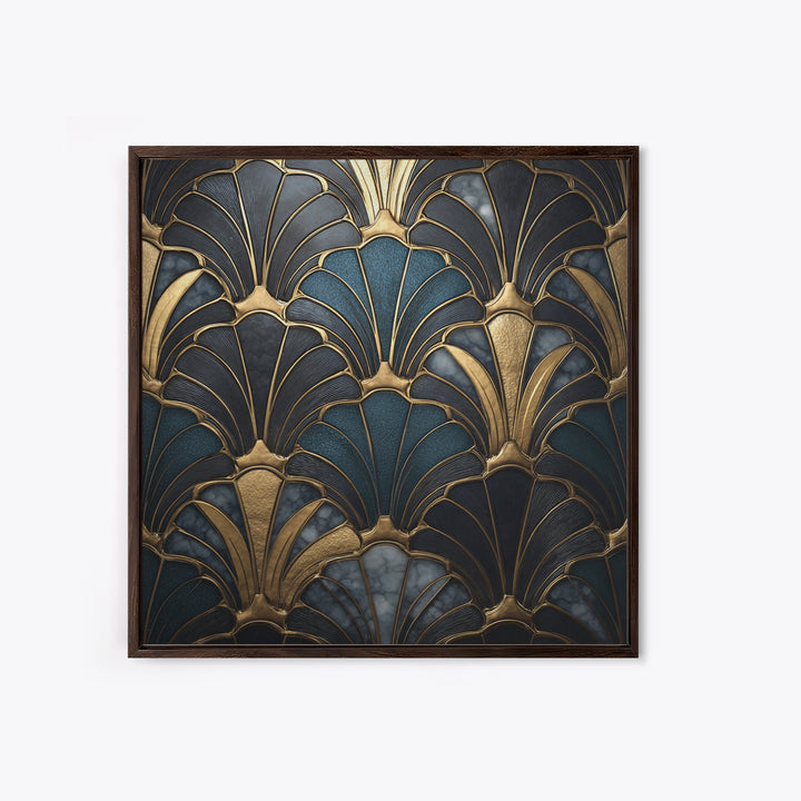 Fan Shaped Shell Motif Canvas Print, Art Deco Art, Decor, Living Room Decor, Abstract Art, Glamour, Apartment Decor, ADA-1x1-20