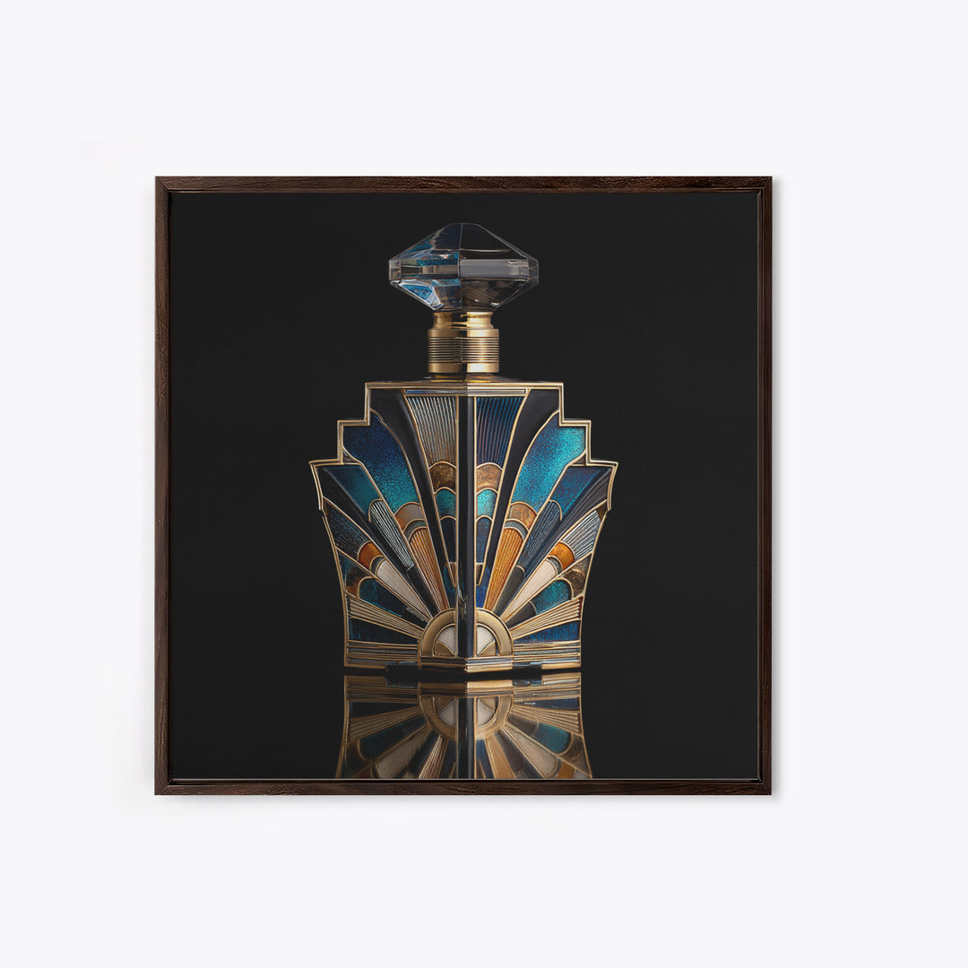 Ornate Perfume Bottle Framed Canvas Print, Art Deco Art, Downloadable Art, Living Room Decor, Fine Art, Glamour, ADA-1x1-34